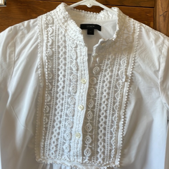 J. Crew White Cotton and Lace Blouse Size 00 - Picture 8 of 8